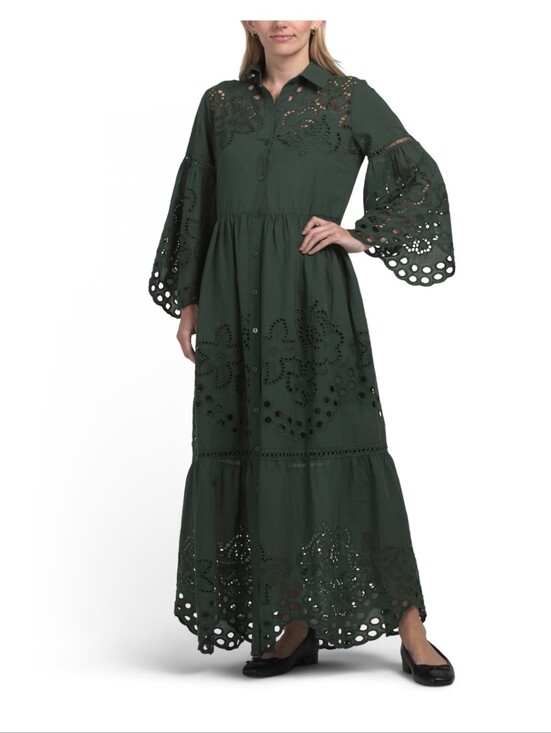 Solitaire Dresses & Skirts - Nwt XL Solitaire Army Green Eyelet Maxi Dress